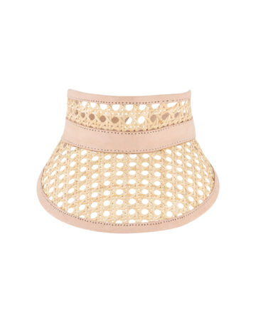 Fifi Rattan & Leather Visor - Nude