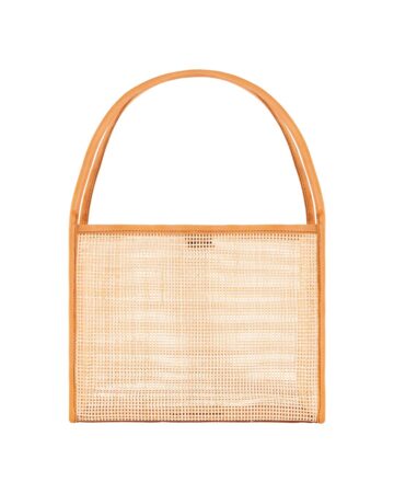 Anais Mesh Rattan & Leather Shoulder Bag - Brown