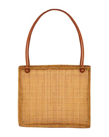 Beth Mesh Rattan & Leather Shoulder Bag