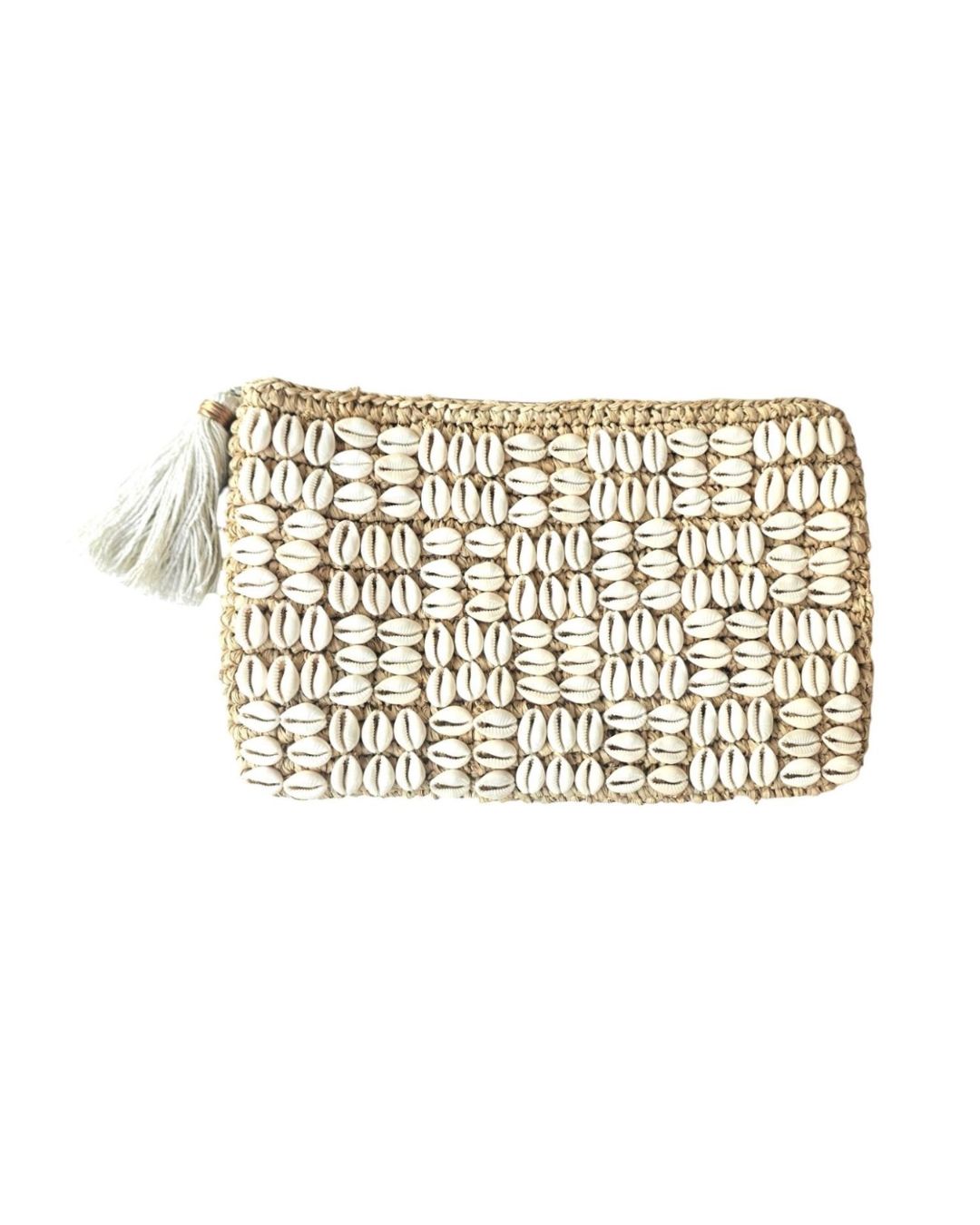 Cali Cowrie Shell & Raffia Clutch