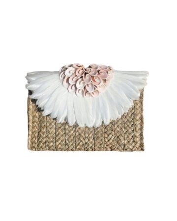 Faye Swirly Shell Clutch – White