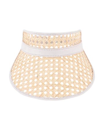 Fifi Rattan & Leather Visor - Bone