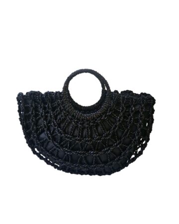 Inga Straw Beach Tote – Black