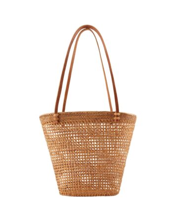 Lauren Rattan & Leather Bucket