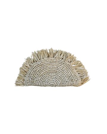 Matilde Raffia Fringe Clutch – Natural