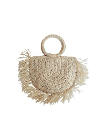 Minka Raffia Fringe Handbag – Vanilla