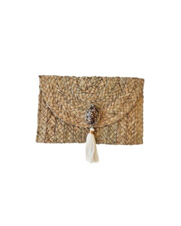 Moana Tiger Shell & Straw Clutch