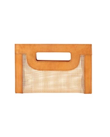 Naomi Rattan & Leather Clutch - Brown