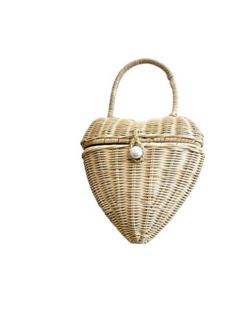 Noa Heartbeat Wicker Purse – Vanilla