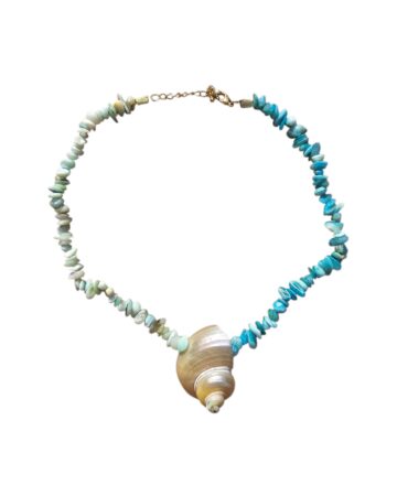 Isla Turbo Shell & Bead Necklace – Blue Mix