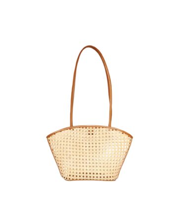 Ollie Rattan & Leather Bag - Brown