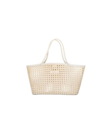 Alex Rattan & Leather Tote - Bone