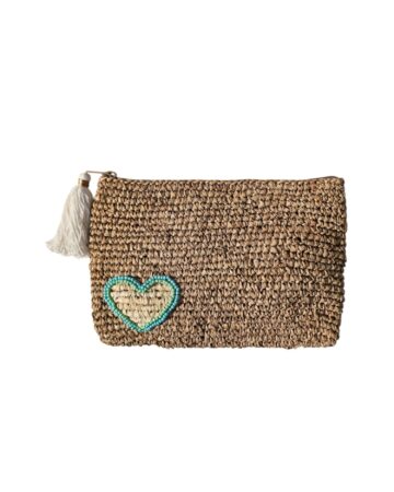 Xoxo Beaded Clutch – White & Turquoise