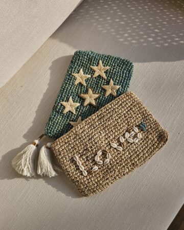 Gold Starr Raffia Clutch - Ocean