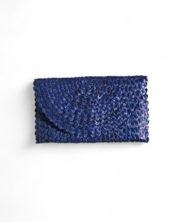 Kenzie Straw Clutch – Indigo