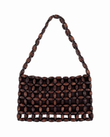 Kara Wooden Bead Handbag - Mocha