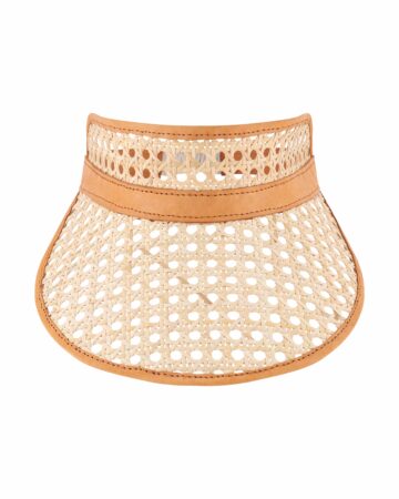 Fifi Rattan & Leather Visor - Caramel