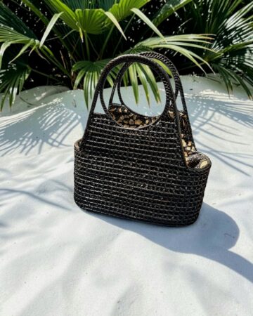 Aiko Rattan Bucket - Black