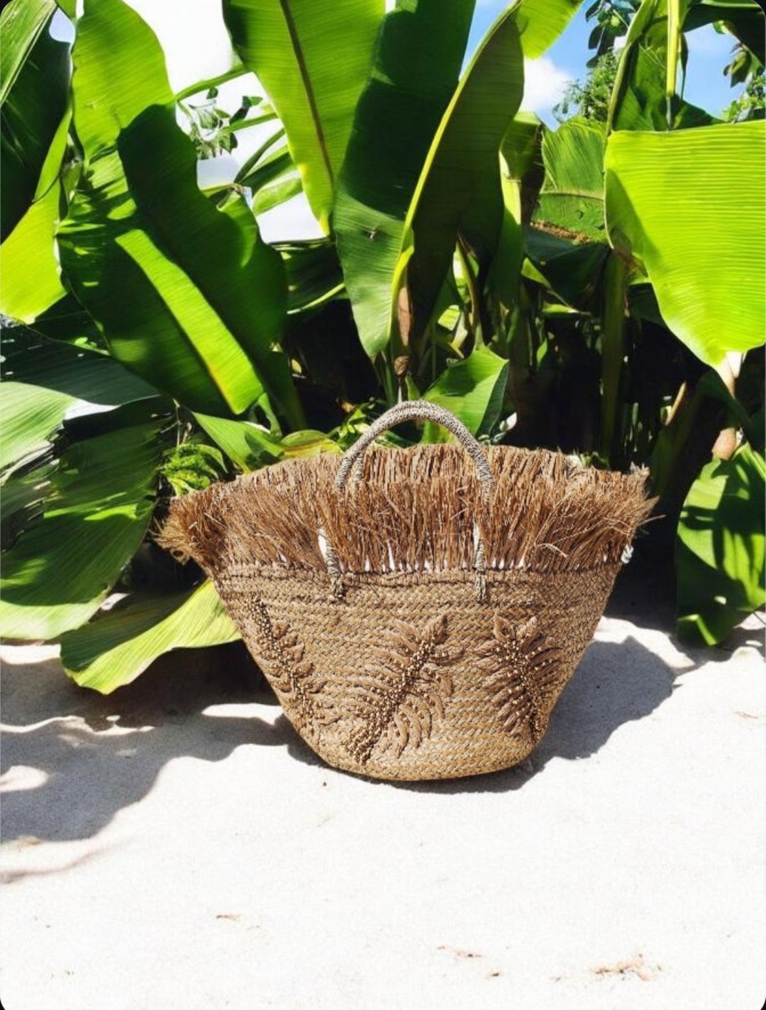 Bliss Fringe Embroidered Tote - Gold