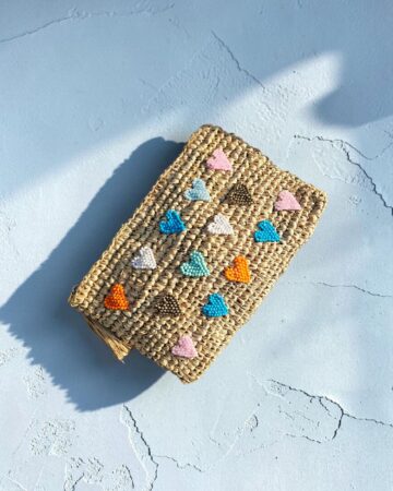 Juno Embroidered Raffia Clutch