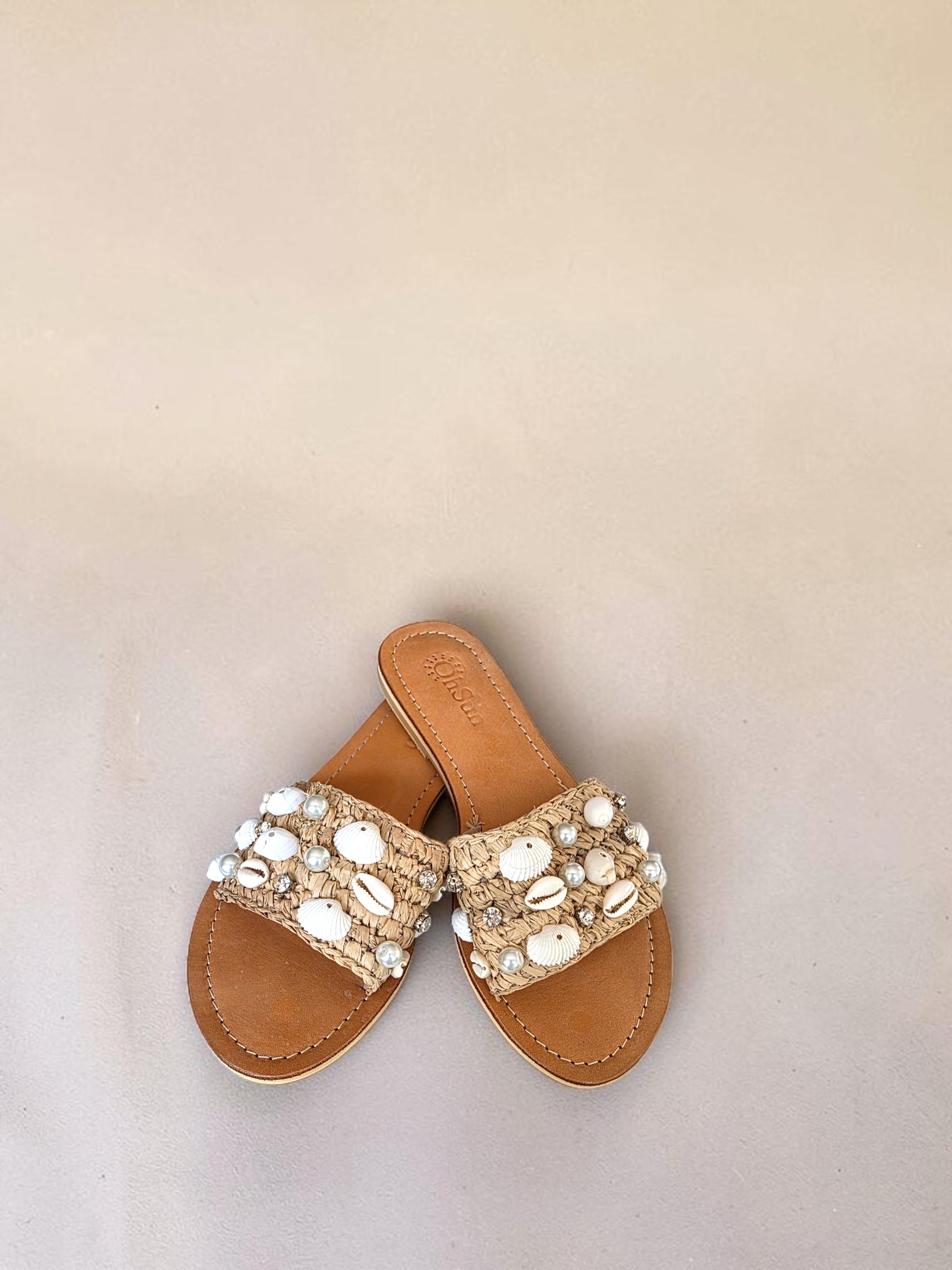 Liv Raffia, Shell & Pearl Sandals - Image 2