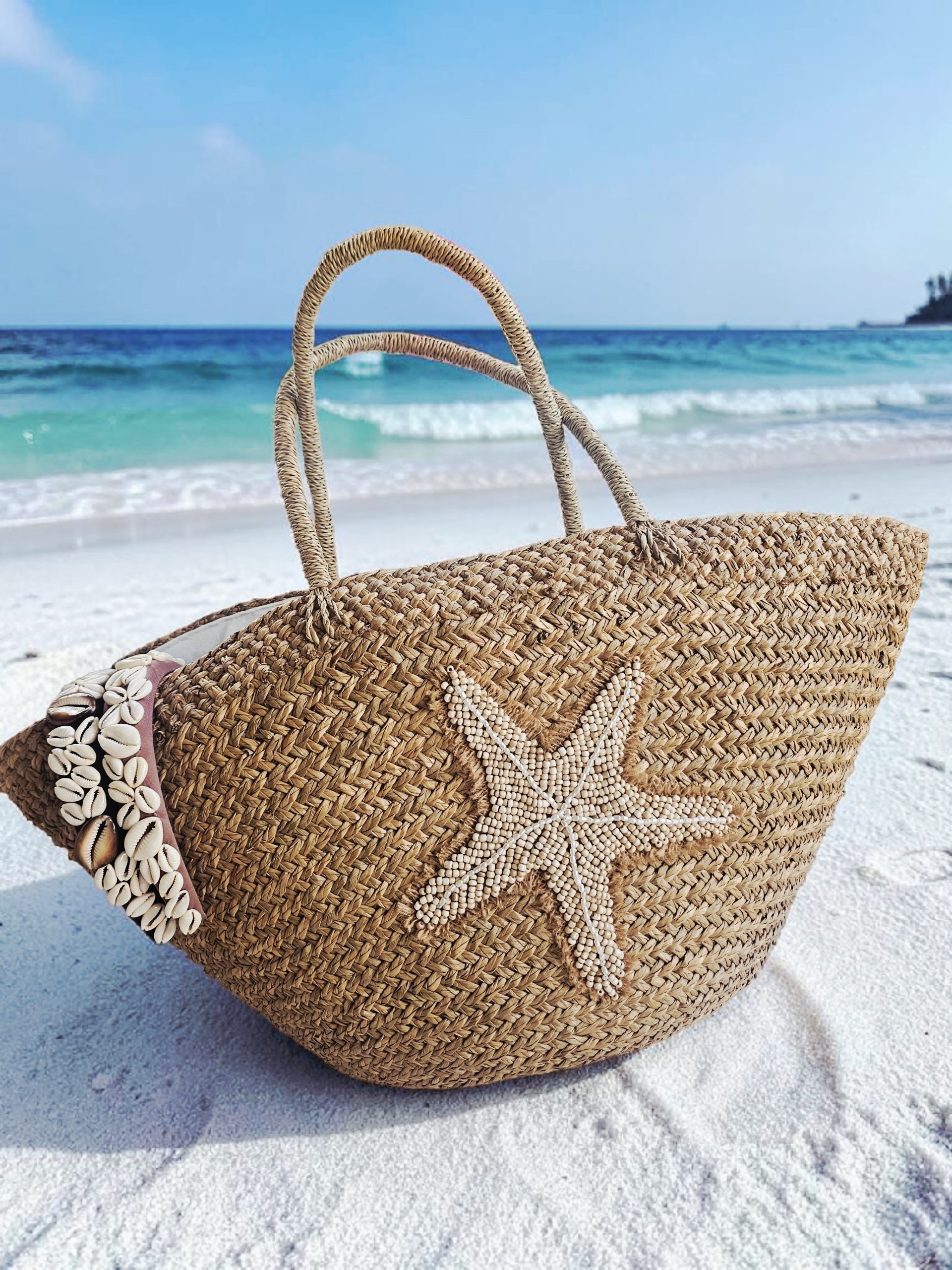 Selene Embroidered Tote - Natural