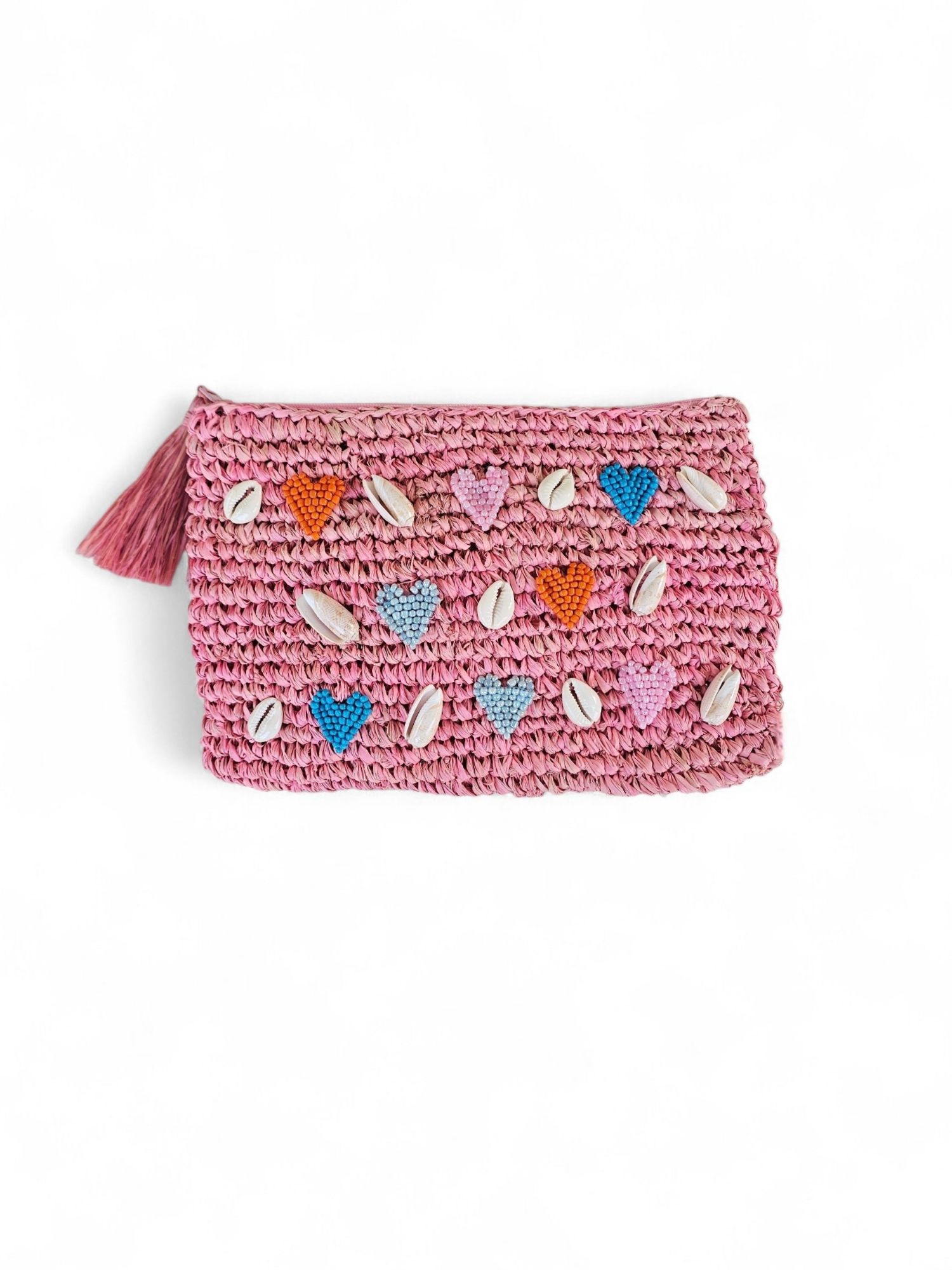 Juno Embroidered Raffia Clutch - Pink - Image 3